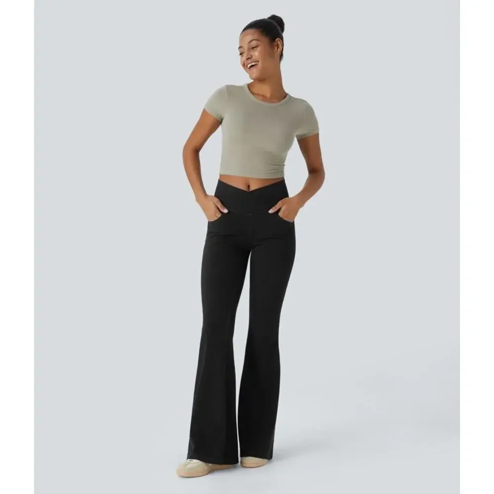 Halara Crossover High Waisted Flare Pants Black Graphite Size XS Regular‎ NEW!